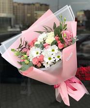 Букет цветов из:  Розы, Лизиантусы и Хризантемы в Хабарах